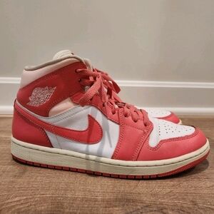 Nike Air Jordan 1 Mid “Strawberries & Cream” Red/White Sneakers Men’s 9.5
